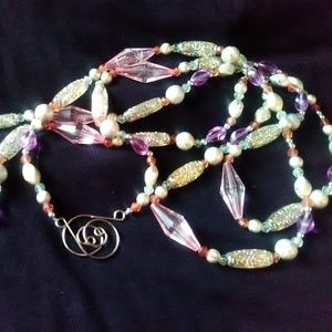 Beaded Strand  Pastel and Gold Beads